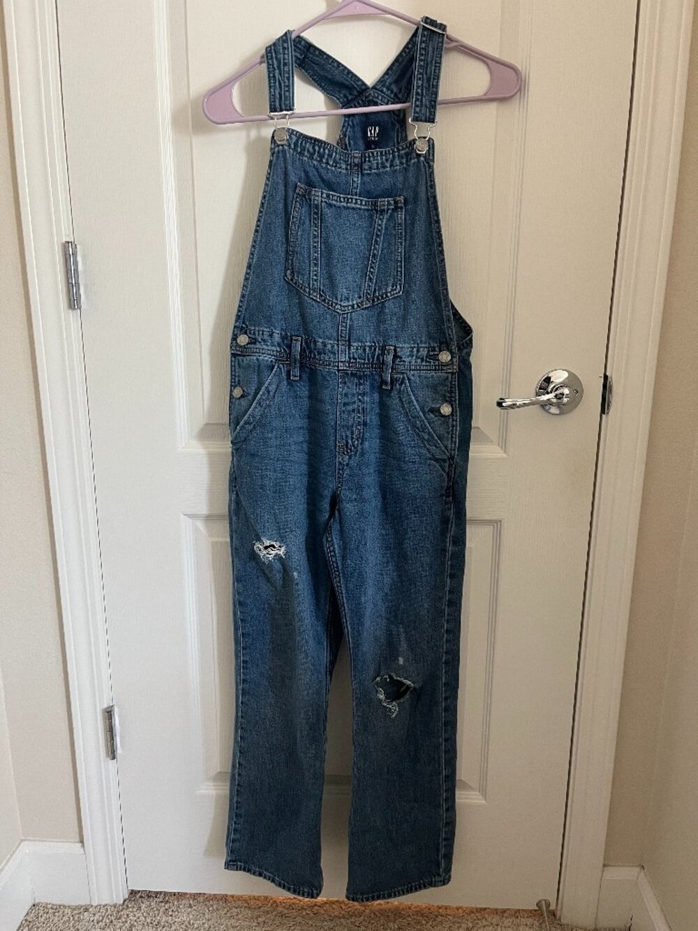 Girl's denim overalls